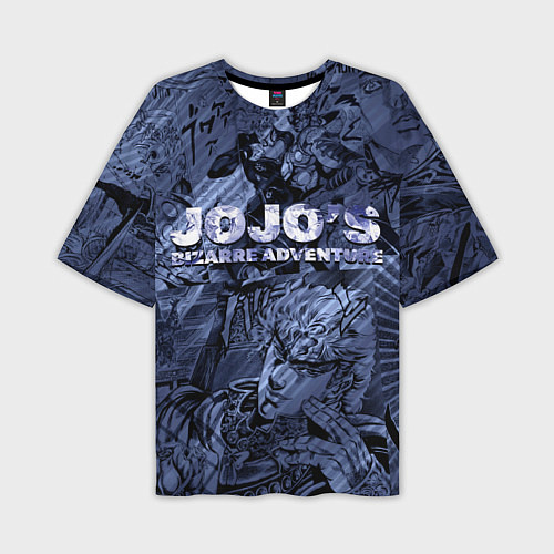 Мужская футболка оверсайз ДжоДжо на фоне манги / 3D-принт – фото 1