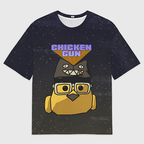 Мужская футболка оверсайз Chicken gun space / 3D-принт – фото 1