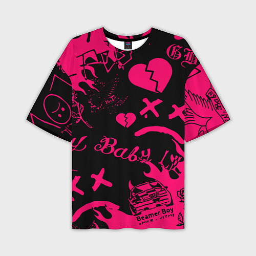 Мужская футболка оверсайз Lil peep pink steel rap / 3D-принт – фото 1