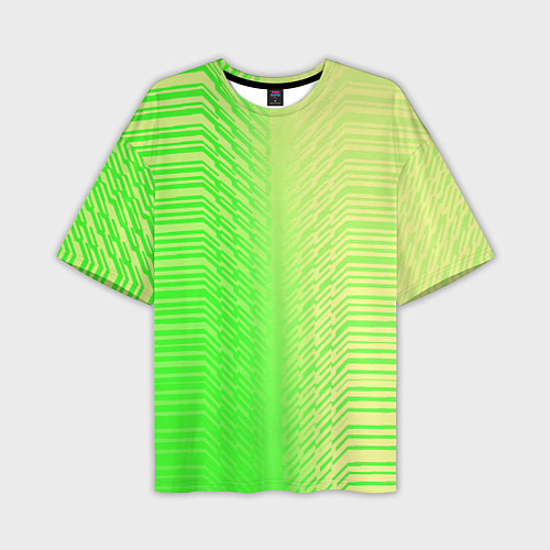 Мужская футболка оверсайз Зелёные градиентные линии / 3D-принт – фото 1
