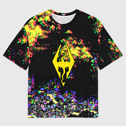 Мужская футболка оверсайз The elder scrolls краски глитч / 3D-принт – фото 1