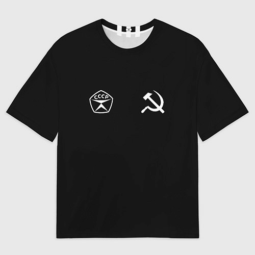 Мужская футболка оверсайз СССР гост три полоски на черном фоне / 3D-принт – фото 1