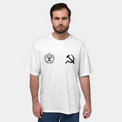 Футболка оверсайз мужская СССР гост три полоски, цвет: 3D-принт — фото 2