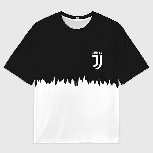 Мужская футболка оверсайз Juventus белый огонь текстура / 3D-принт – фото 1