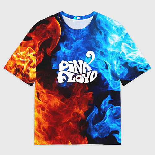 Мужская футболка оверсайз Pink floyd битва огней / 3D-принт – фото 1