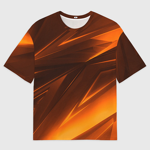 Мужская футболка оверсайз Geometry stripes orange / 3D-принт – фото 1