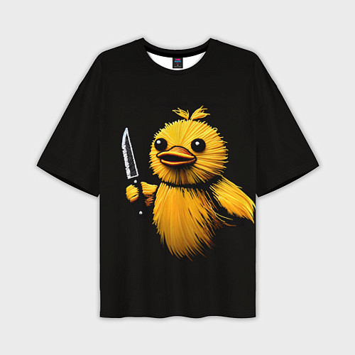 Мужская футболка оверсайз Утка с ножом мем / 3D-принт – фото 1
