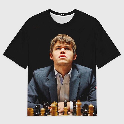 Мужская футболка оверсайз Магнус Карлсен думает / 3D-принт – фото 1