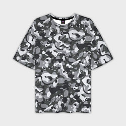 Мужская футболка оверсайз Серый пиксельный камуфляж