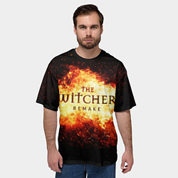 Футболка оверсайз мужская The Witcher Remake в пламени огня, цвет: 3D-принт — фото 2
