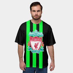 Футболка оверсайз мужская Liverpool line green, цвет: 3D-принт — фото 2