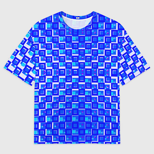 Мужская футболка оверсайз Синие квадраты на белом фоне / 3D-принт – фото 1