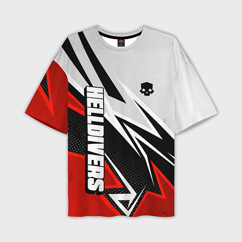 Мужская футболка оверсайз Helldivers 2 - white and red / 3D-принт – фото 1