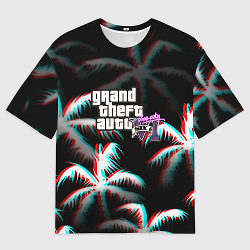 Мужская футболка оверсайз GTA 6 vice city glitch / 3D-принт – фото 1