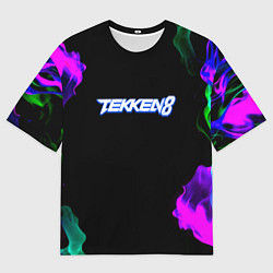 Мужская футболка оверсайз Tekken огненный дым текстура