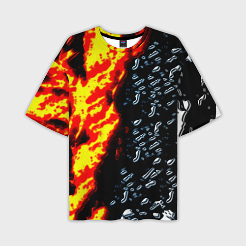 Мужская футболка оверсайз Текстура огня и воды / 3D-принт – фото 1