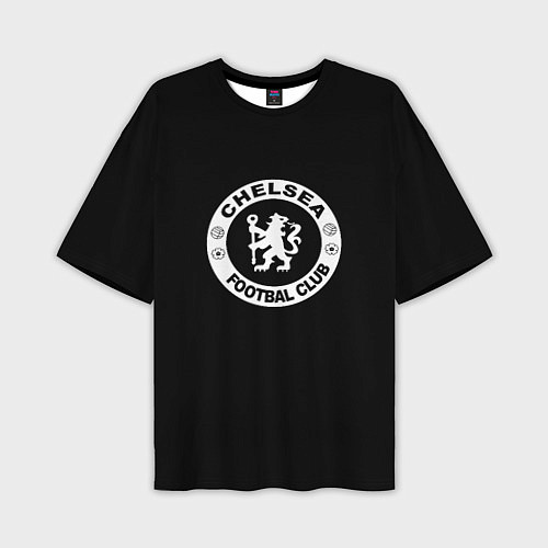 Мужская футболка оверсайз Chelsea fc белое лого / 3D-принт – фото 1