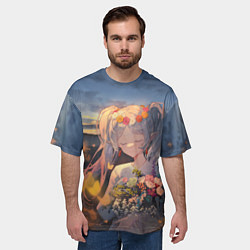Футболка оверсайз мужская Sousou no Frieren Фрирен smile, цвет: 3D-принт — фото 2
