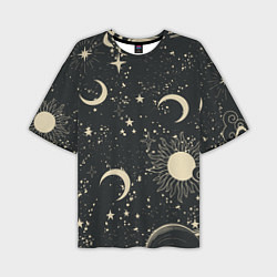 Мужская футболка оверсайз Звёздная карта с лунами и солнцем