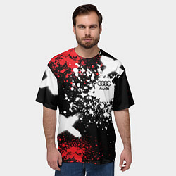 Футболка оверсайз мужская Ауди на фоне граффити и брызг красок, цвет: 3D-принт — фото 2
