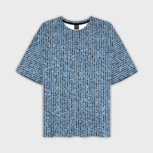Мужская футболка оверсайз Голубой с чёрным мелкая мозаика / 3D-принт – фото 1