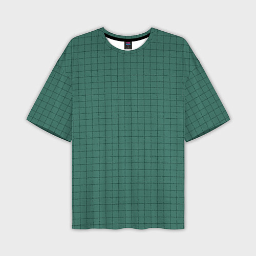 Мужская футболка оверсайз Патиново-зелёный в клетку / 3D-принт – фото 1