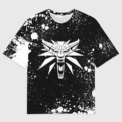 Футболка оверсайз мужская Ведьмак - знак школы волка и брызги, цвет: 3D-принт