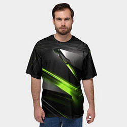 Футболка оверсайз мужская Зеленая абстрактная конструкция в стиле nvidia, цвет: 3D-принт — фото 2