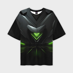 Мужская футболка оверсайз Яркая зеленая абстрактная конструкция в стиле nvid