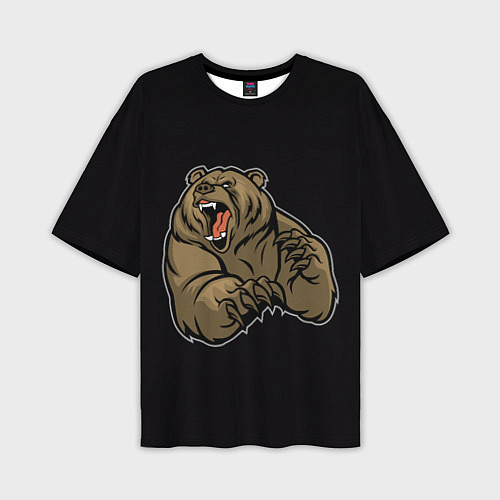 Мужская футболка оверсайз Бурый медведь злится / 3D-принт – фото 1