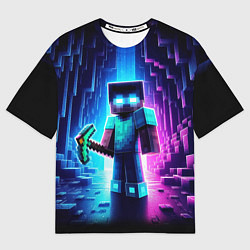 Футболка оверсайз мужская Minecraft - neon character ai art, цвет: 3D-принт
