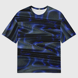 Мужская футболка оверсайз Темно синие карбоновые волны