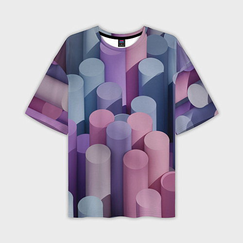 Мужская футболка оверсайз Цветные цилиндры / 3D-принт – фото 1
