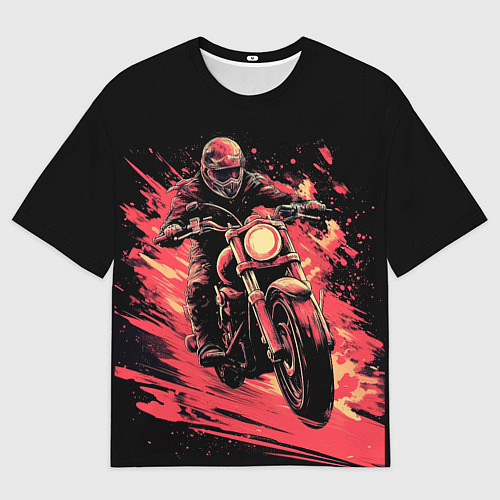Мужская футболка оверсайз Мотокросс красные брызги / 3D-принт – фото 1