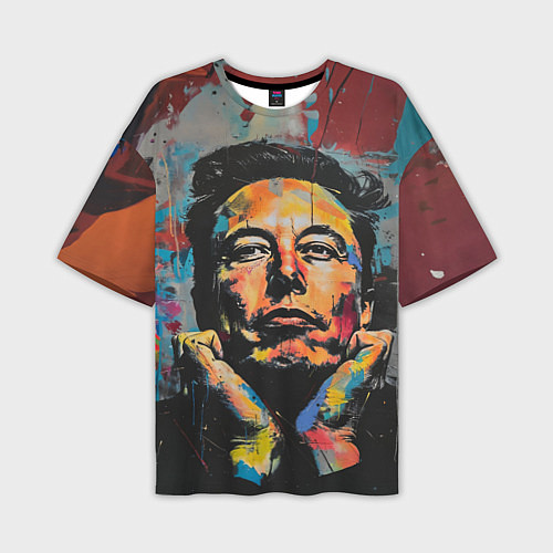 Мужская футболка оверсайз Илон Маск граффити портрет / 3D-принт – фото 1