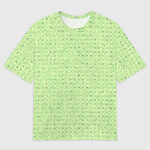 Мужская футболка оверсайз Салатовый паттерн в мелкую полосочку / 3D-принт – фото 1