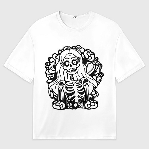 Мужская футболка оверсайз Skull blonde girl / 3D-принт – фото 1