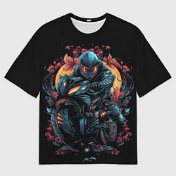 Мужская футболка оверсайз Мотоцикл в стиле киберпанк