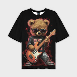 Футболка оверсайз мужская Плюшевый медведь музыкант с гитарой, цвет: 3D-принт