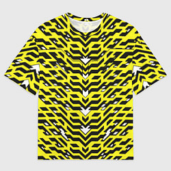 Мужская футболка оверсайз Агрессивный жёлтый паттерн