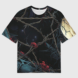 Футболка оверсайз мужская Череп и кровавые ягоды, цвет: 3D-принт
