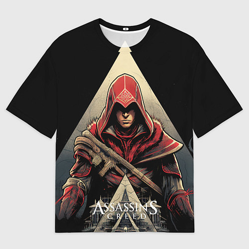 Мужская футболка оверсайз Assassins creed темный капюшон / 3D-принт – фото 1