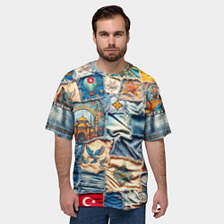 Футболка оверсайз мужская Джинсы в Турции - пэчворк, цвет: 3D-принт — фото 2