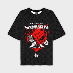 Мужская футболка оверсайз Киберпанк 2077 - логотип самурая