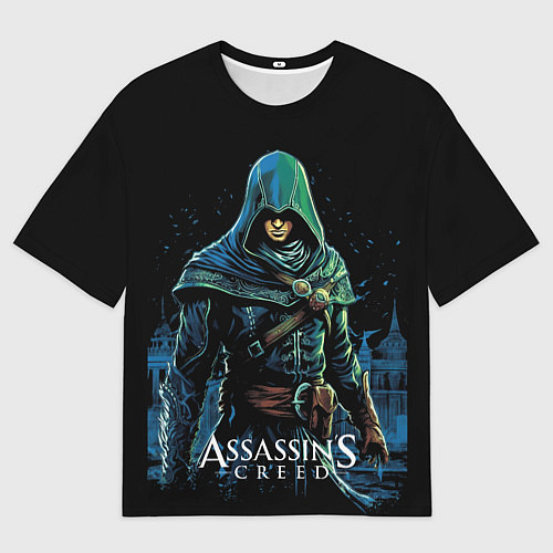 Мужская футболка оверсайз Assassins creed персонаж нарисован на черном / 3D-принт – фото 1