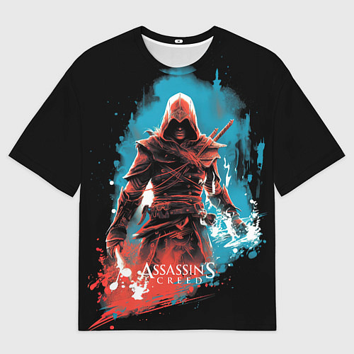 Мужская футболка оверсайз Assassins creed фон абстрактный / 3D-принт – фото 1