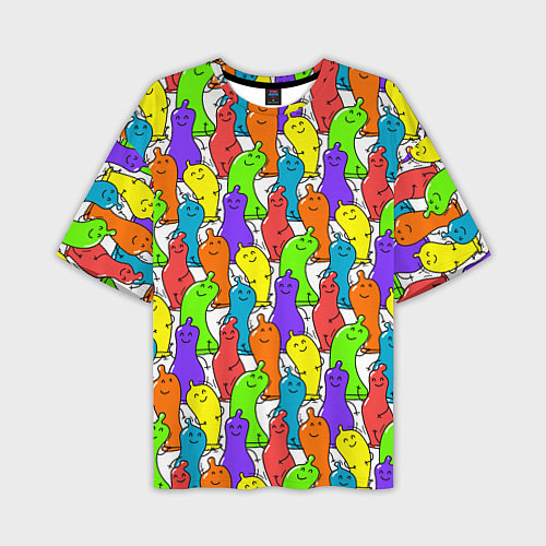 Мужская футболка оверсайз Весёлые цветные презервативы / 3D-принт – фото 1