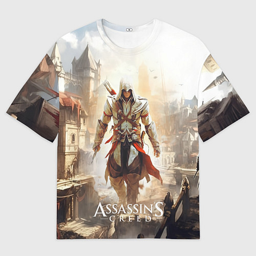 Мужская футболка оверсайз Assassins creed старый город / 3D-принт – фото 1