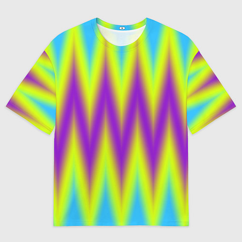 Мужская футболка оверсайз Неоновые зигзаги / 3D-принт – фото 1