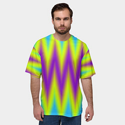 Футболка оверсайз мужская Неоновые зигзаги, цвет: 3D-принт — фото 2